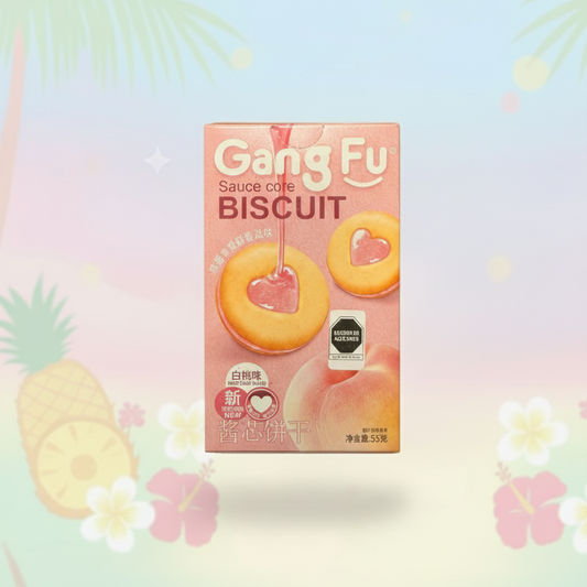 Gang Fu Sauce Core Biscuit sabor Durazno 55g | Galletas asiáticas rellenas