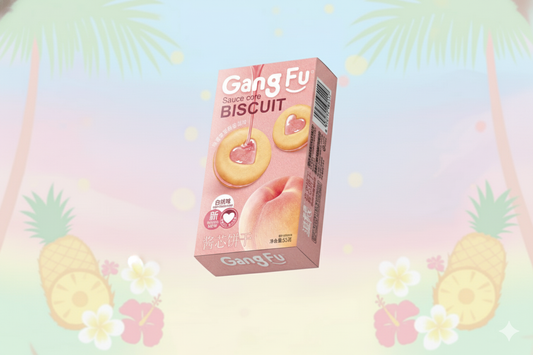 Gang Fu Sauce Core Biscuit sabor Durazno 55g | Galletas asiáticas rellenas